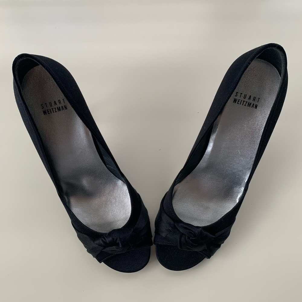 Stuart Weizmann Black Satin Heels - image 3